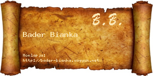 Bader Bianka névjegykártya